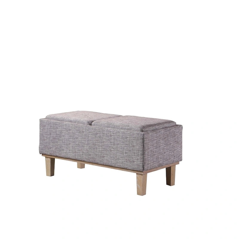 Banc de rangement rabattable avec assise rembourrée en tissu de 43 cm et pieds non finis
