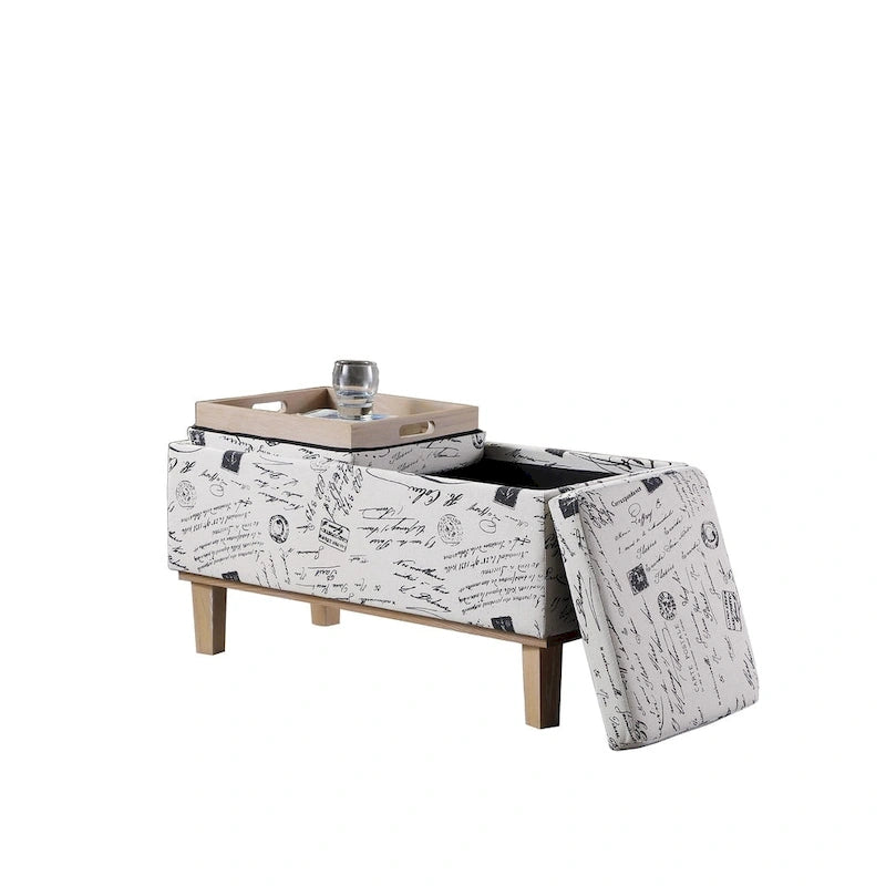 Banc de rangement rabattable avec assise rembourrée en tissu de 43 cm et pieds non finis