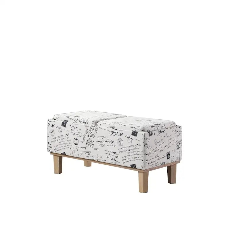 Banc de rangement rabattable avec assise rembourrée en tissu de 43 cm et pieds non finis