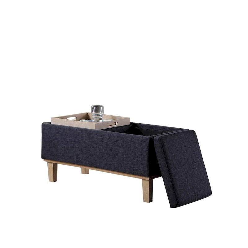 Banc de rangement rabattable avec assise rembourrée en tissu de 43 cm et pieds non finis
