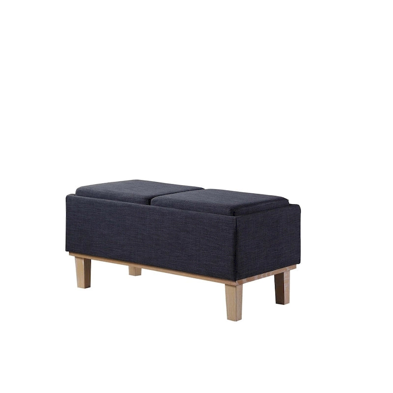 Banc de rangement rabattable avec assise rembourrée en tissu de 43 cm et pieds non finis
