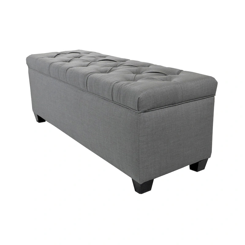 Banc de rangement en lin capitonné Sole Secret Diamond