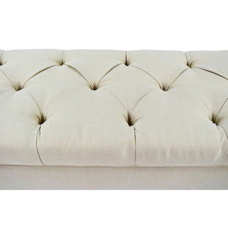 Banc de rangement en lin capitonné Sole Secret Diamond