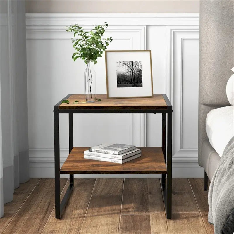 Table d'appoint carrée à deux niveaux de 50 cm