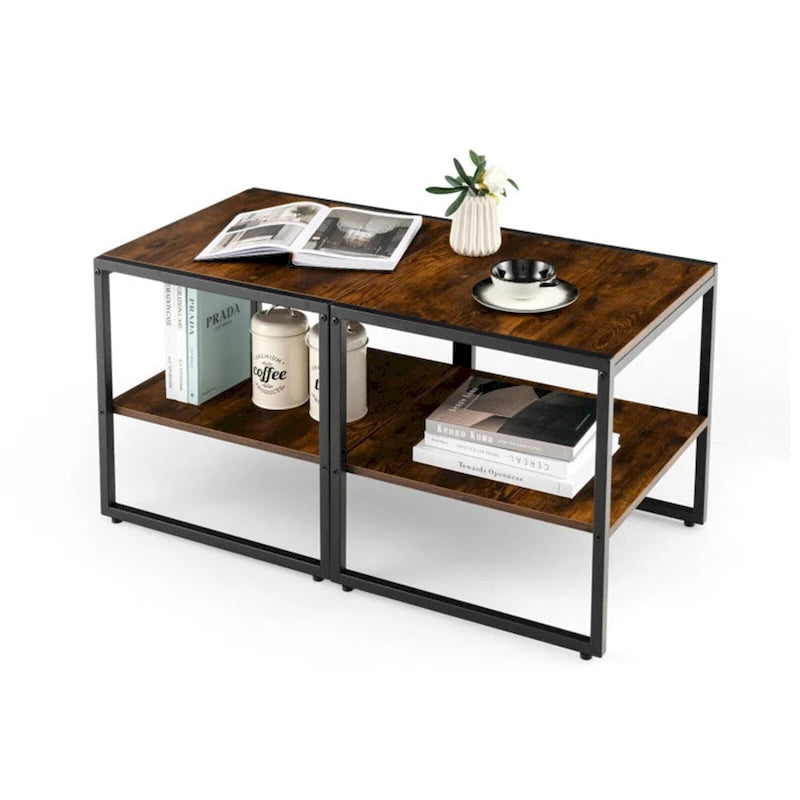 Table d'appoint carrée à deux niveaux de 50 cm