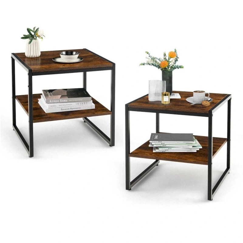 Table d'appoint carrée à deux niveaux de 50 cm