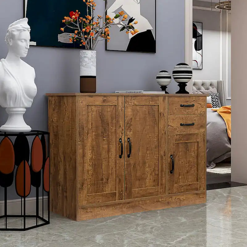 Buffet moderne en bois de 43,3 pouces avec 2 portes