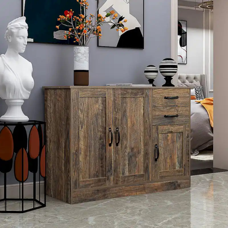 Buffet moderne en bois de 43,3 pouces avec 2 portes