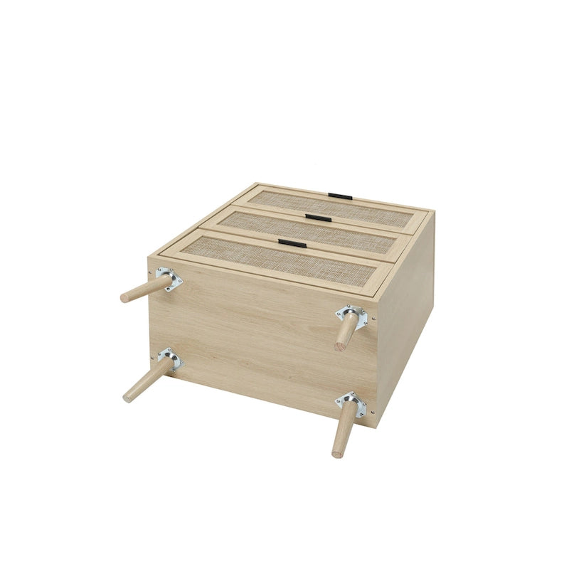 Commode à 3 tiroirs en rotin pour chambre ou salon