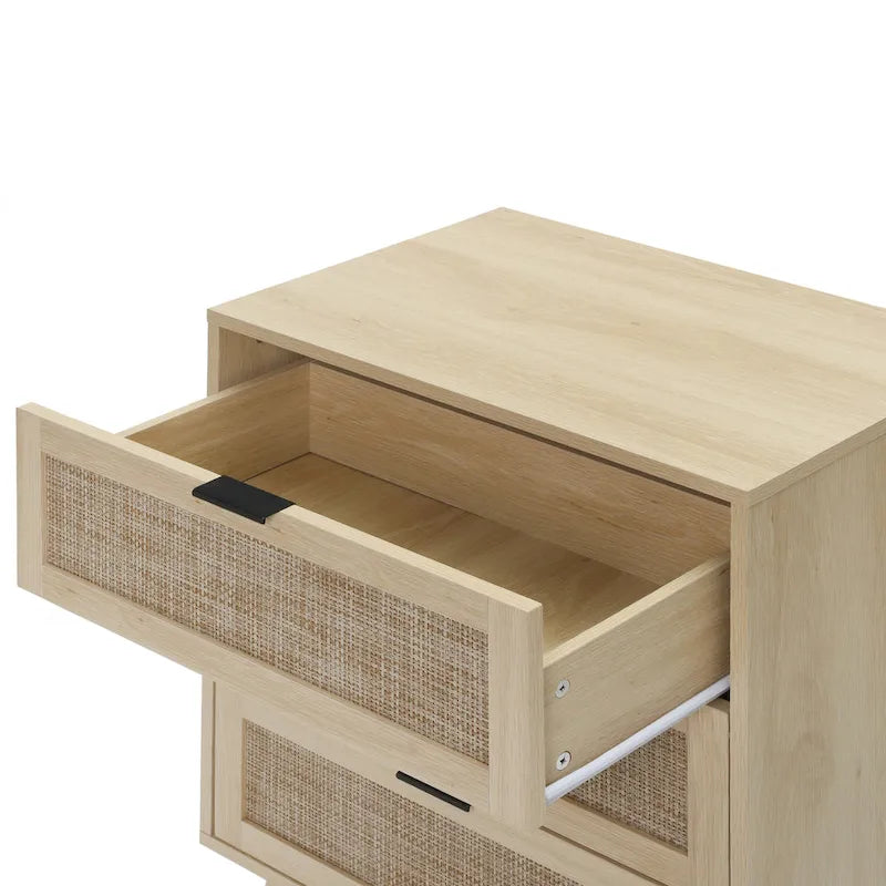 Commode à 3 tiroirs en rotin pour chambre ou salon