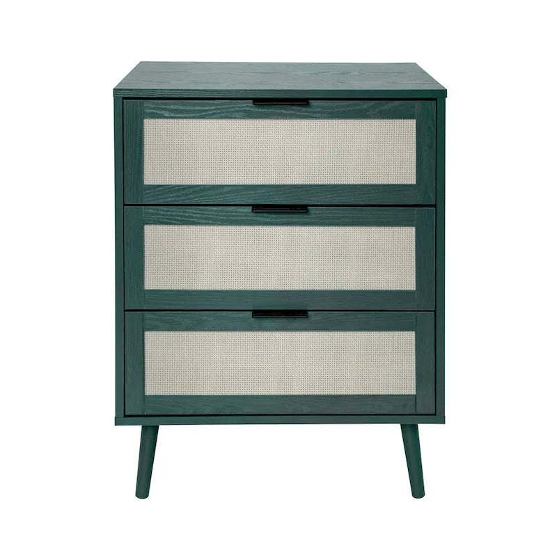 Commode à 3 tiroirs en rotin pour chambre ou salon