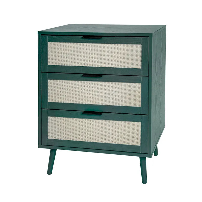 Commode à 3 tiroirs en rotin pour chambre ou salon