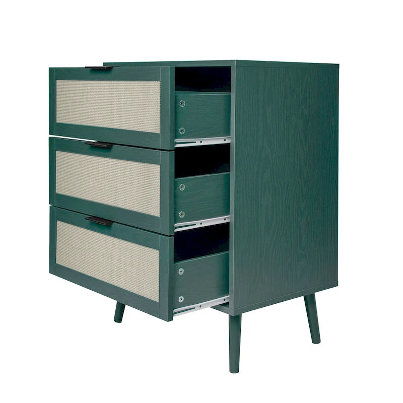 Commode à 3 tiroirs en rotin pour chambre ou salon