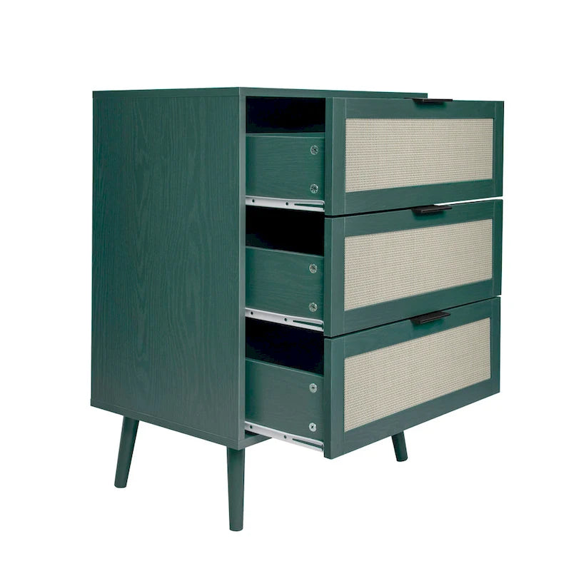 Commode à 3 tiroirs en rotin pour chambre ou salon