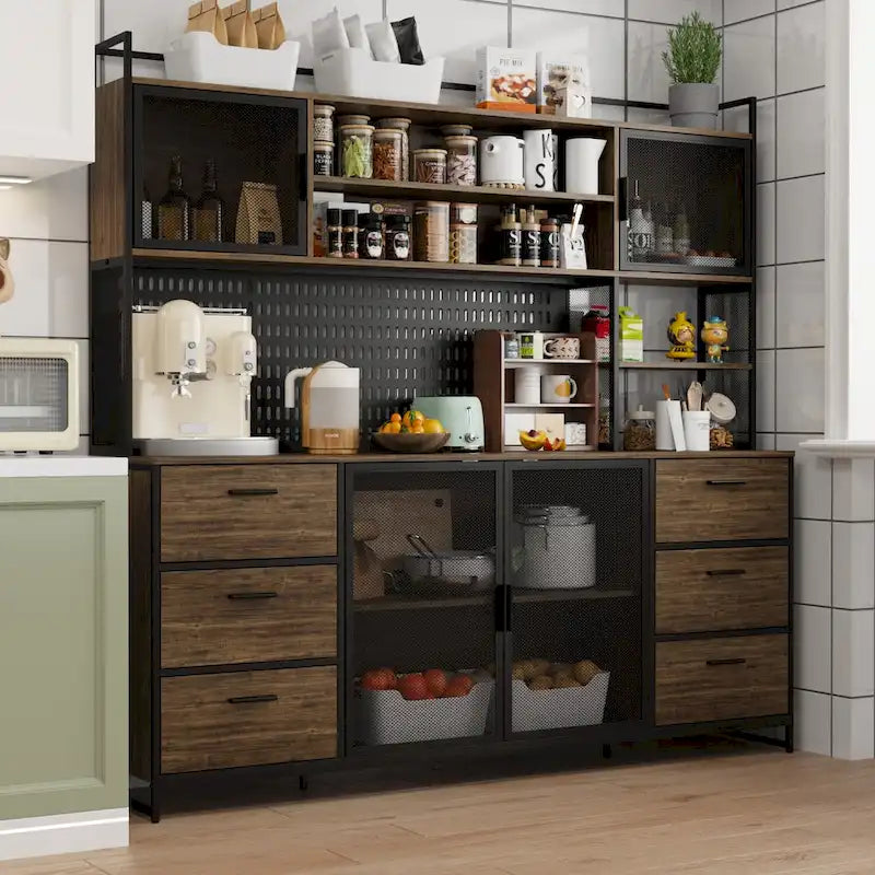 Meuble de Rangement de Cuisine avec Placard et Support à Micro-ondes 70.9W