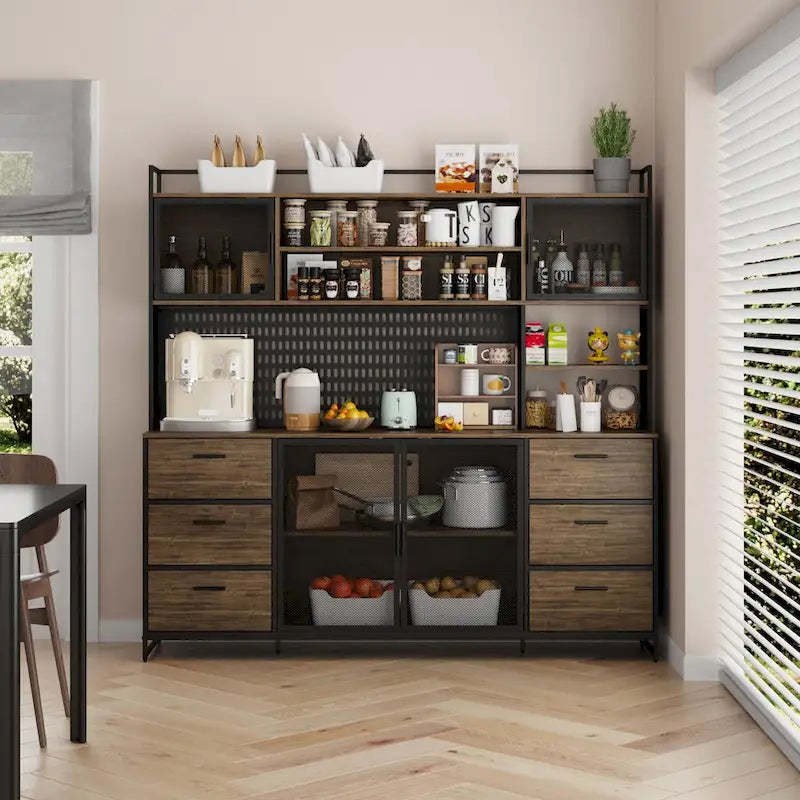 Meuble de Rangement de Cuisine avec Placard et Support à Micro-ondes 70.9W
