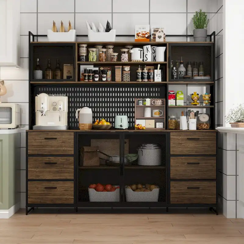 Meuble de Rangement de Cuisine avec Placard et Support à Micro-ondes 70.9W
