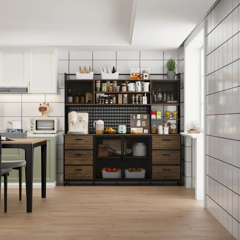 Meuble de Rangement de Cuisine avec Placard et Support à Micro-ondes 70.9W
