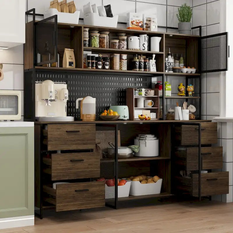 Meuble de Rangement de Cuisine avec Placard et Support à Micro-ondes 70.9W