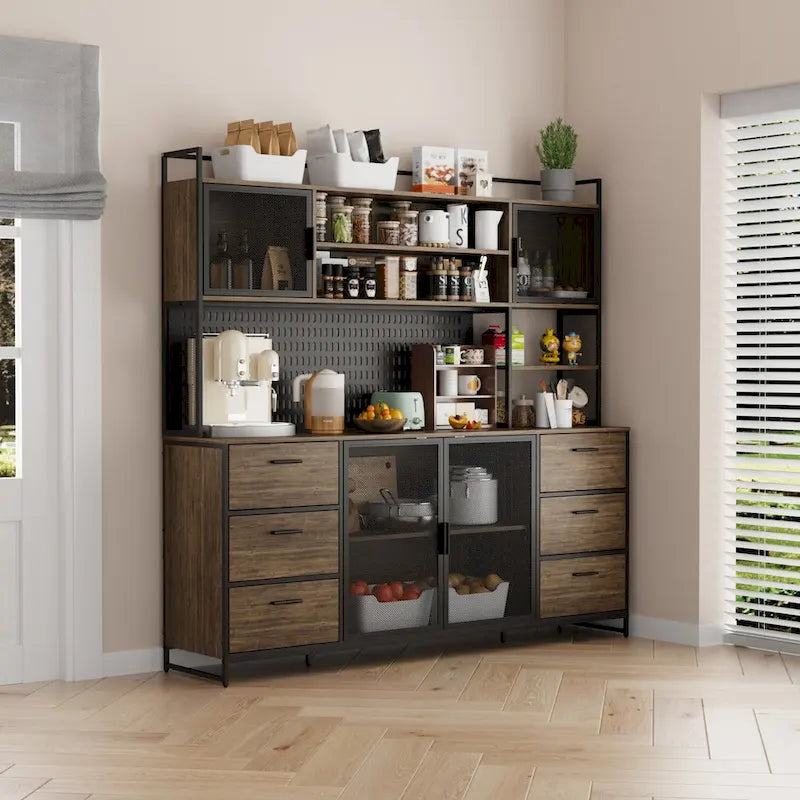 Meuble de Rangement de Cuisine avec Placard et Support à Micro-ondes 70.9W