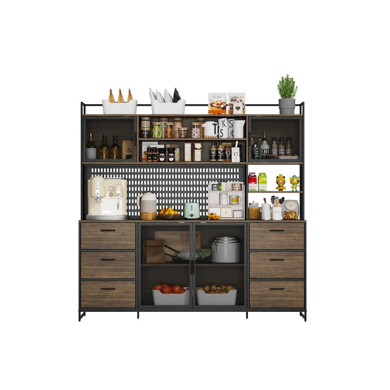 Meuble de Rangement de Cuisine avec Placard et Support à Micro-ondes 70.9W