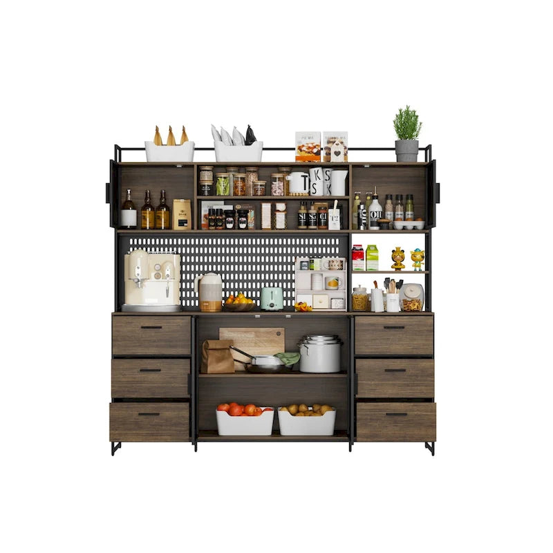 Meuble de Rangement de Cuisine avec Placard et Support à Micro-ondes 70.9W