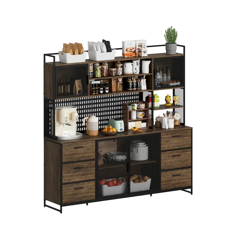 Meuble de Rangement de Cuisine avec Placard et Support à Micro-ondes 70.9W