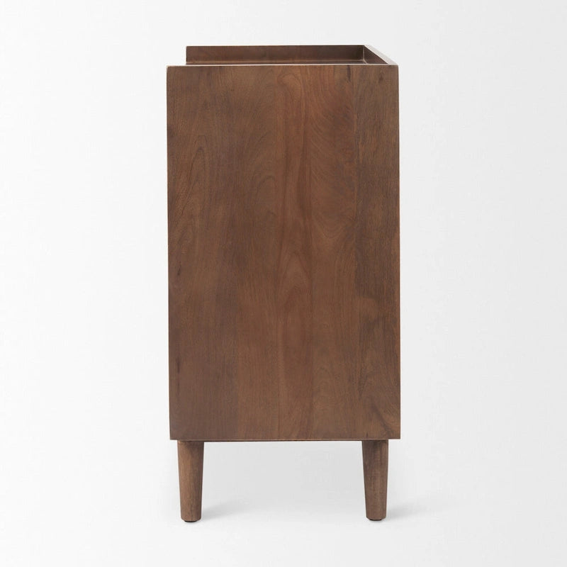 Lillie - Armoire d'appoint en bois massif brun moyen avec portes et plateau de service