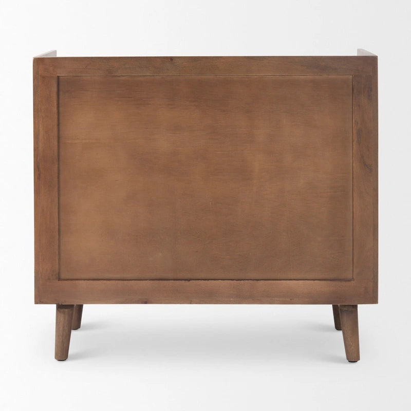 Lillie - Armoire d'appoint en bois massif brun moyen avec portes et plateau de service