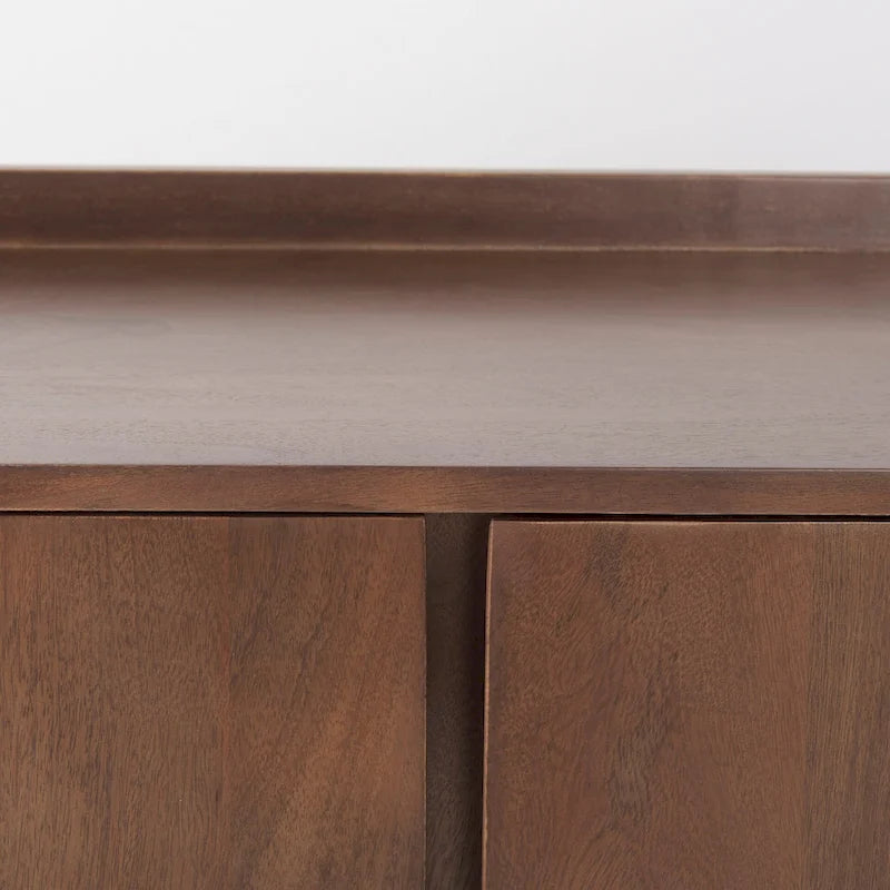 Lillie - Armoire d'appoint en bois massif brun moyen avec portes et plateau de service