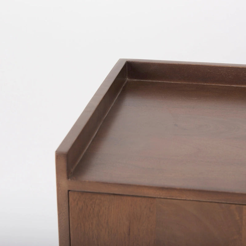 Lillie - Armoire d'appoint en bois massif brun moyen avec portes et plateau de service
