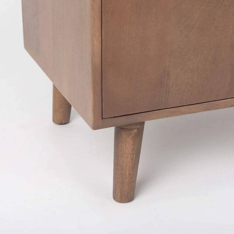 Lillie - Armoire d'appoint en bois massif brun moyen avec portes et plateau de service