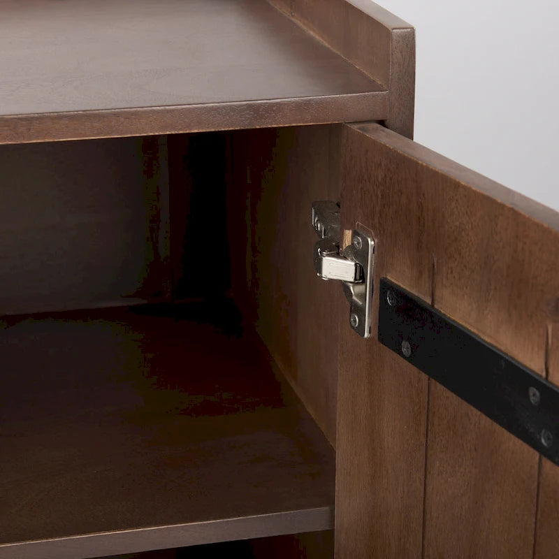 Lillie - Armoire d'appoint en bois massif brun moyen avec portes et plateau de service