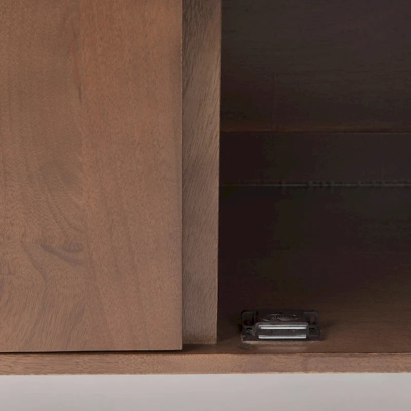 Lillie - Armoire d'appoint en bois massif brun moyen avec portes et plateau de service