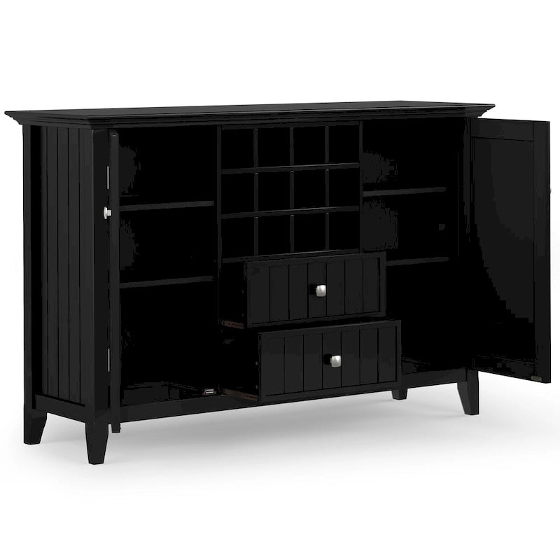 WYNDENHALL Freemont, buffet-bahut de style transitionnel et casier à vin en BOIS MASSIF, 137 cm de large - 43,2 P x 137,2 L x 91,4 H