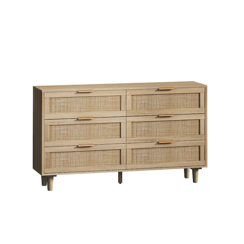 Commode de Rangement en Rotin à 6 Tiroirs, pour Chambre à Coucher
