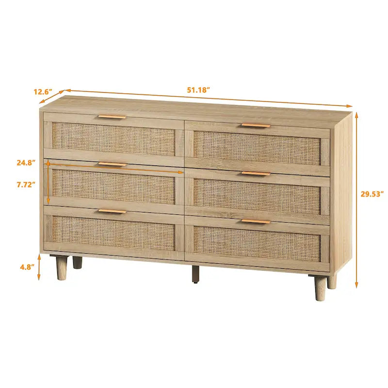 51.186-Commode de rangement en rotin pour chambre à coucher, salon