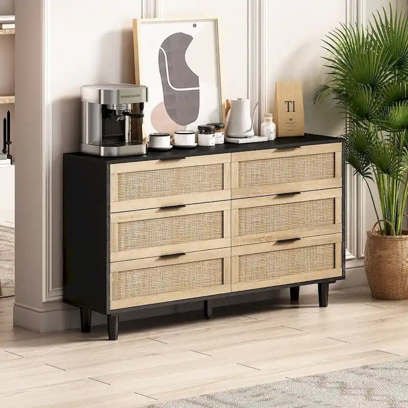 51.186-Commode de rangement en rotin pour chambre à coucher, salon