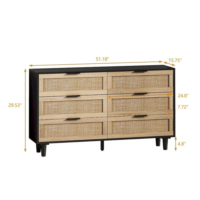 51.186-Commode de rangement en rotin pour chambre à coucher, salon