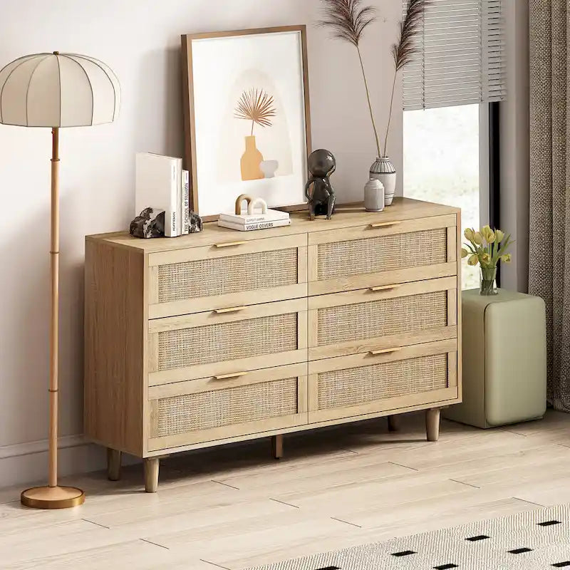 51.186-Commode de rangement en rotin pour chambre à coucher, salon