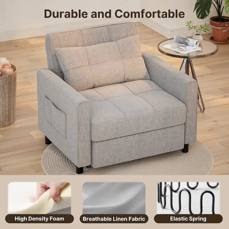 Canapé-lit convertible, fauteuil pliant réglable rembourré