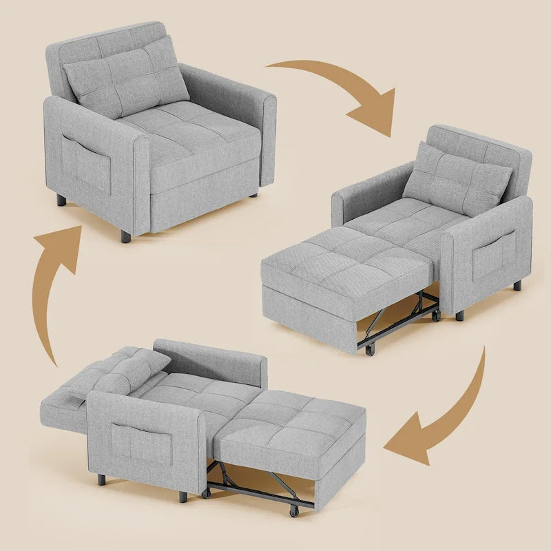 Canapé-lit convertible, fauteuil pliant réglable rembourré