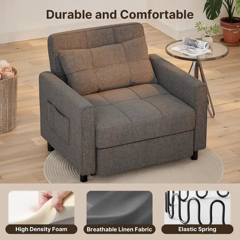 Canapé-lit convertible, fauteuil pliant réglable rembourré