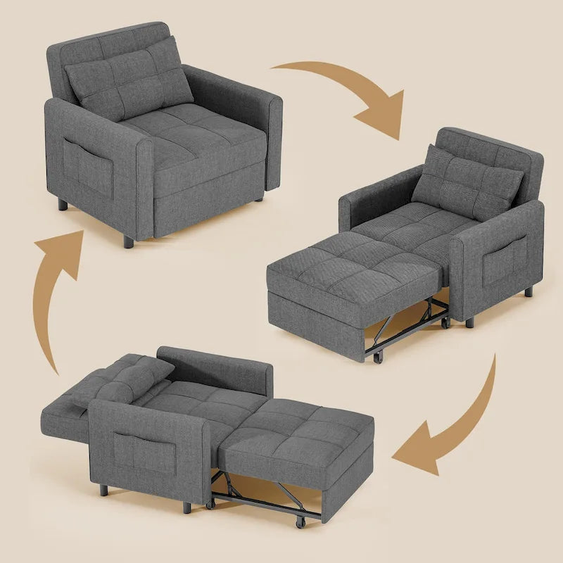 Canapé-lit convertible, fauteuil pliant réglable rembourré