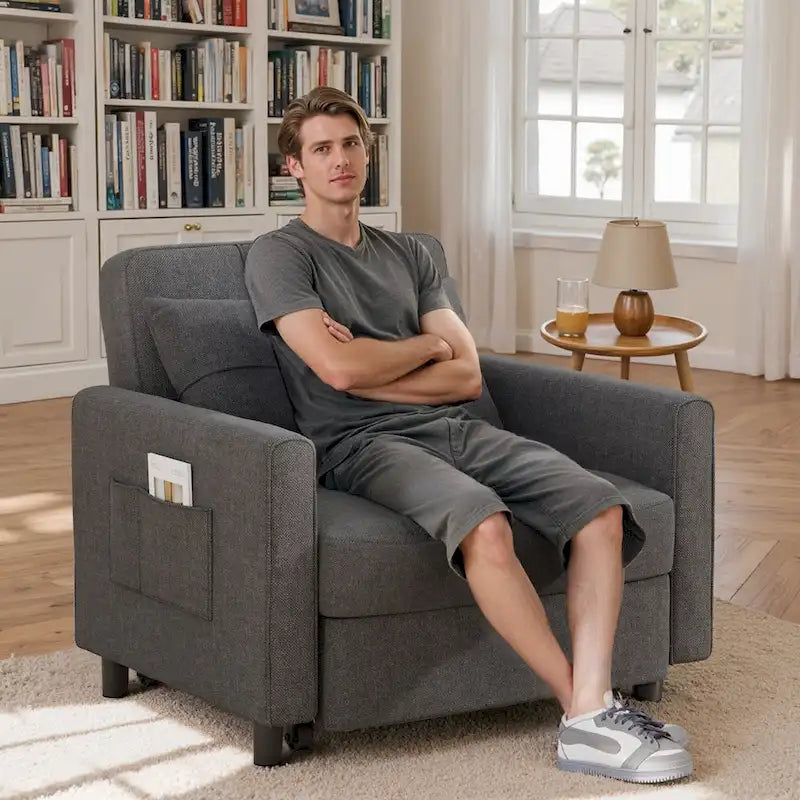Canapé-lit convertible, fauteuil pliant réglable rembourré