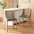 Tabourets de comptoir de 64,75 cm en bois, cannage et tissu
