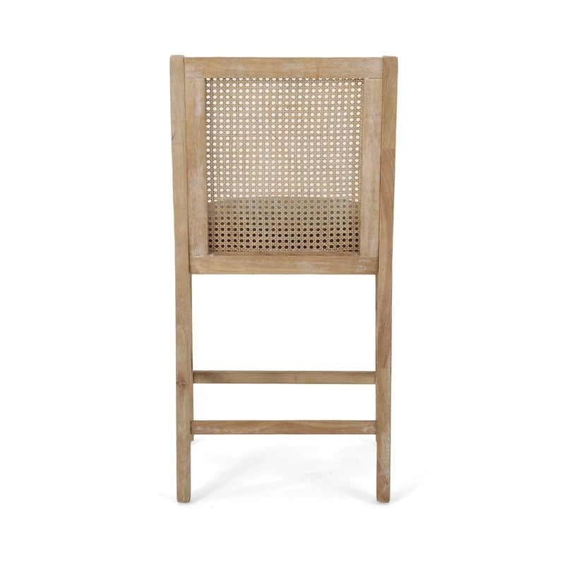 Tabourets de comptoir de 64,75 cm en bois, cannage et tissu