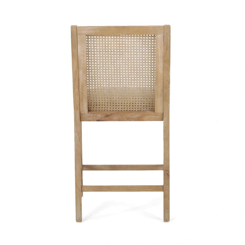 Tabourets de comptoir de 64,75 cm en bois, cannage et tissu