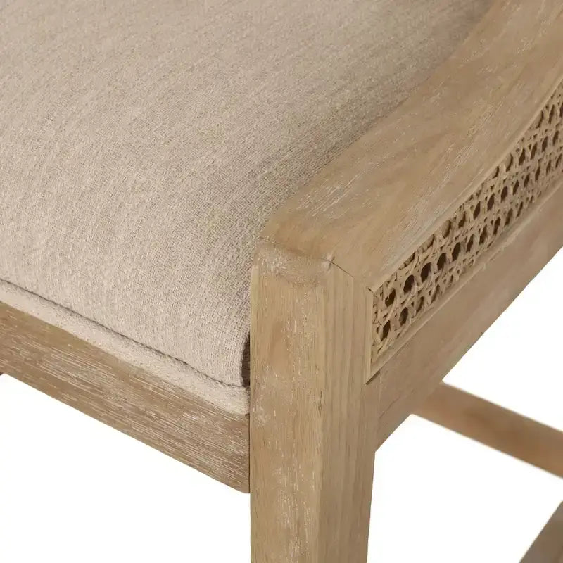 Tabourets de comptoir de 64,75 cm en bois, cannage et tissu
