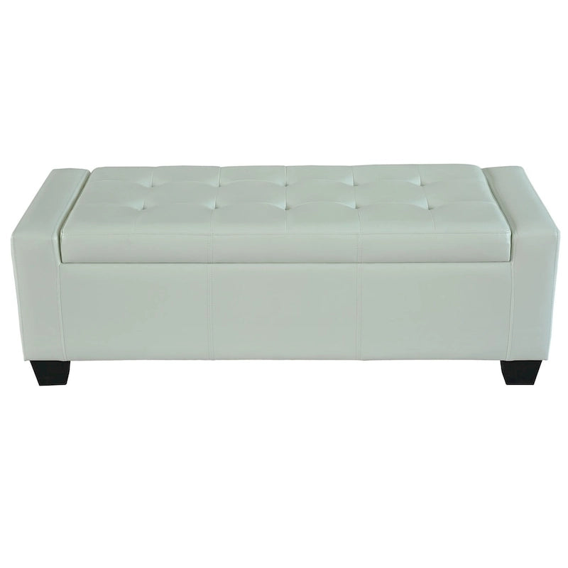 Banc ottoman de rangement en similicuir blanc Pickard Porch & Den